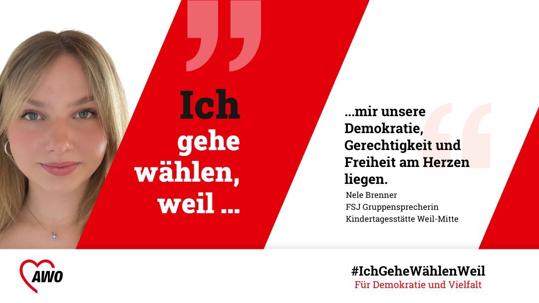 Werbebanner der Kampagne -Ich gehe wählen weil- mit freundlichem Gesicht und Informationen