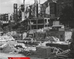 Ein Foto der zerstörten Olgastraße in Stuttgart