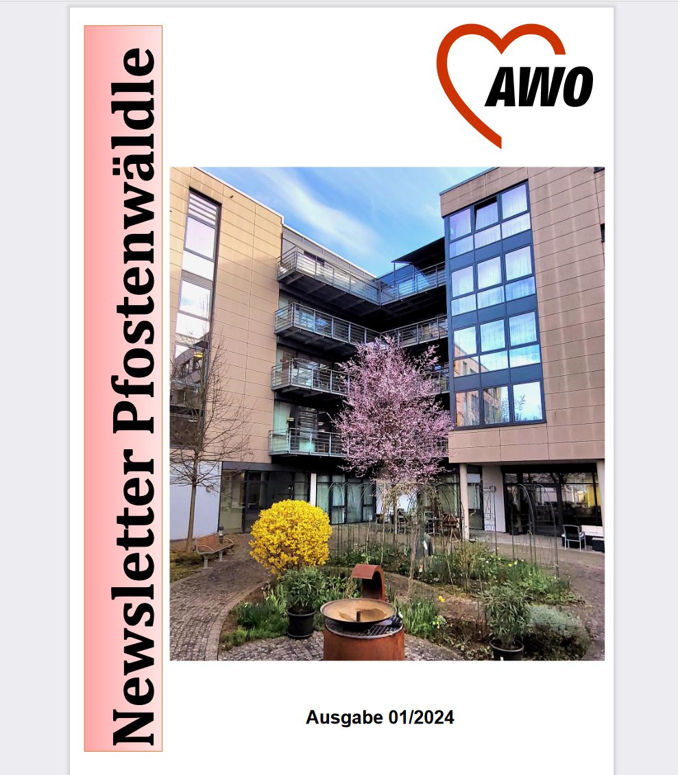 Deckblatt des Newsletter Ausgabe1 zeigt den Haupteingang im Herbst mit Pflanzen in buten Farben